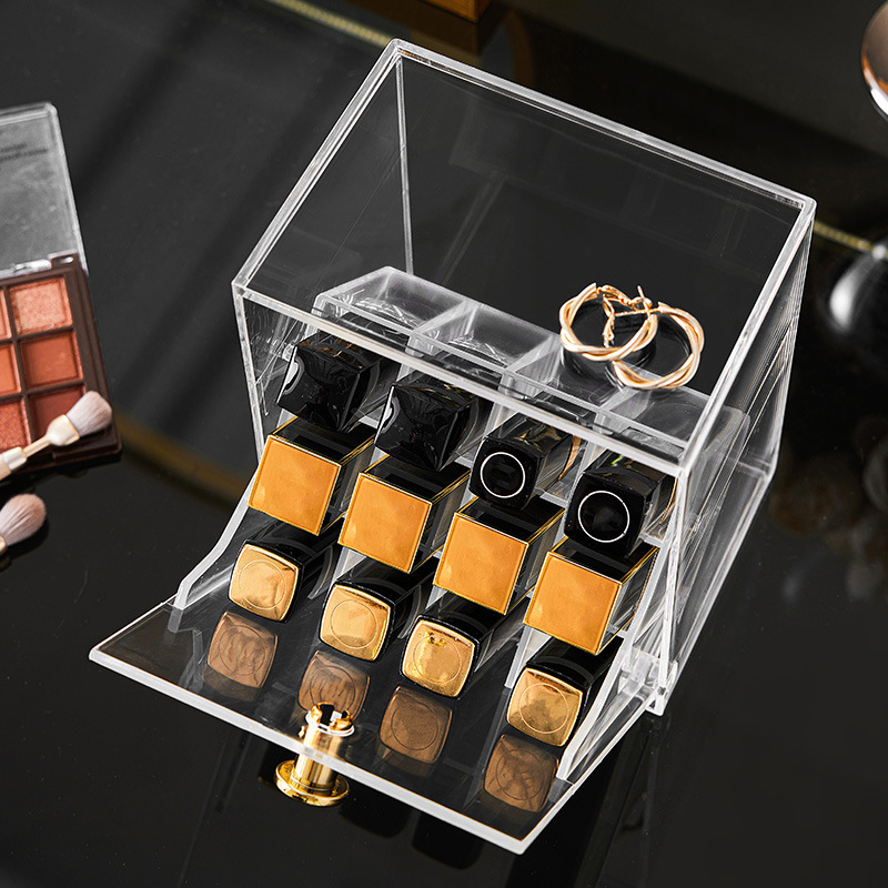 新しい口紅収納ボックス防塵デスクトップ化粧品マニキュア透明口紅ボックスリップ釉薬収納ラック|undefined