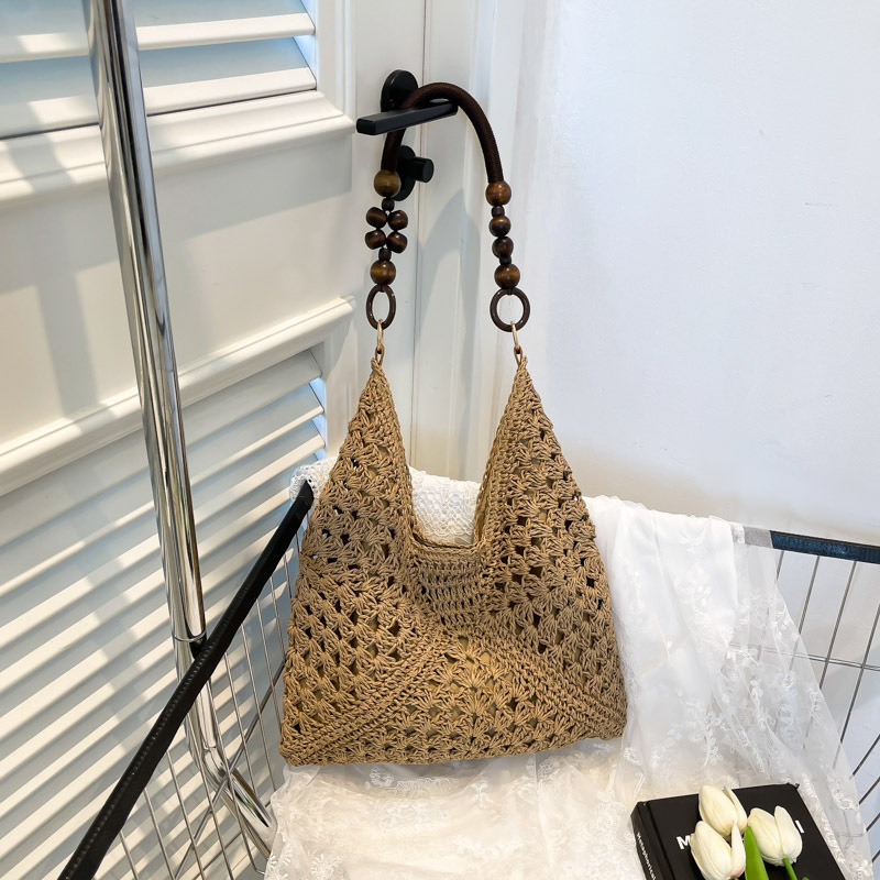 夏天草编包包女2025新款海边度假沙滩镂空单肩托特包编织菜篮子包|undefined