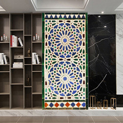 中東風格藝術裝飾背景花磚圖案臥室客廳門翻新改造自粘裝飾貼畫