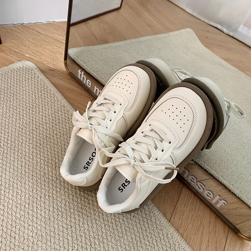 Fashionable and Versatile Classic Style for Students! New Color~ Round-Toe Lace-Up Casual Sneakers for Women, Flat Casual Shoes, White Sneakers for Summer