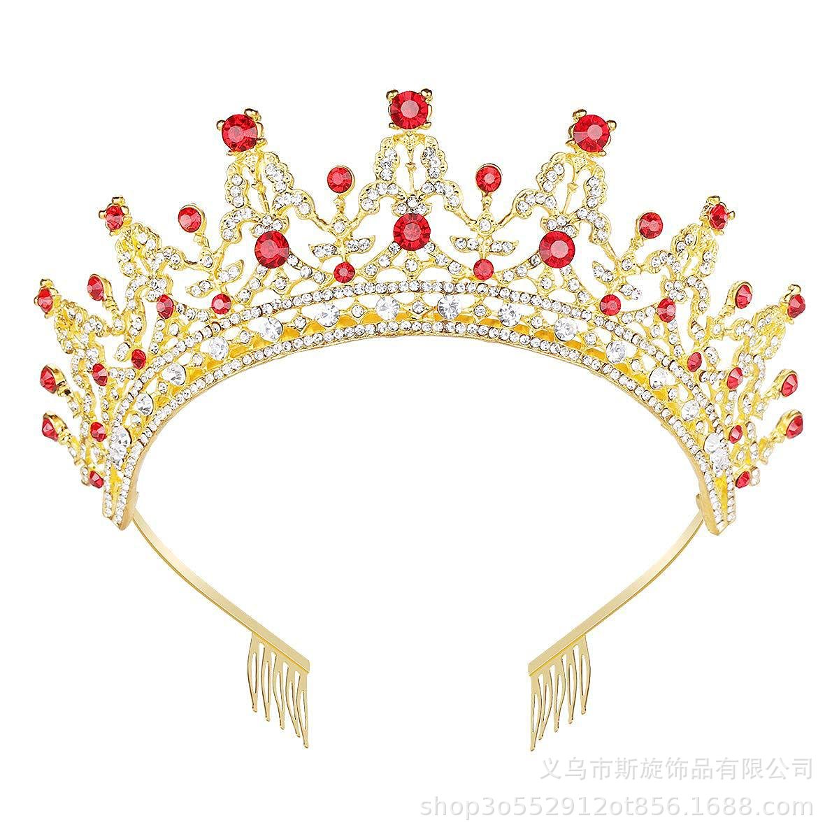 Corona de novia europea y americana color transfronteriza diamante banda de pelo barroco aleación corona vestido de boda accesorios para el cabello