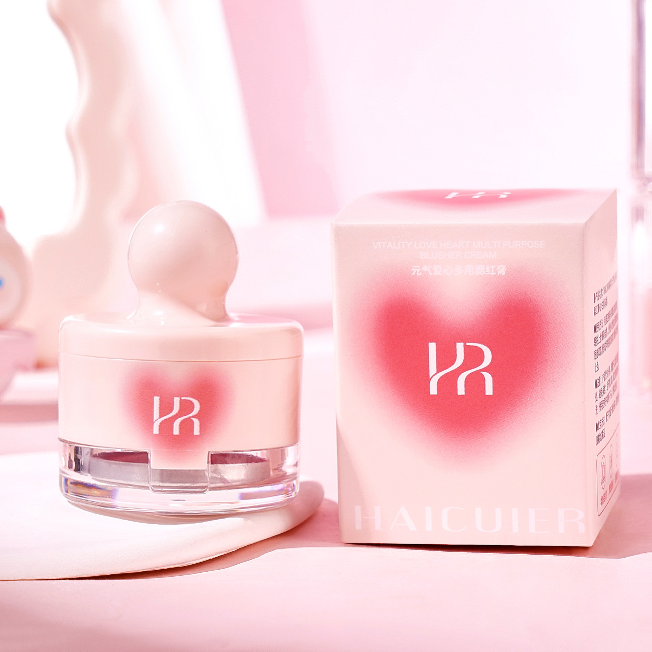 海萃爾元氣愛心多用腮紅膏啞光立體自然持妝顯色一抹紅暈修容腮紅