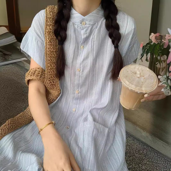 French Style Sweet Short-sleeved Shirt dress Women's Summer Seaside Vacation Elegant Loose Slim-fit Two-piece Set