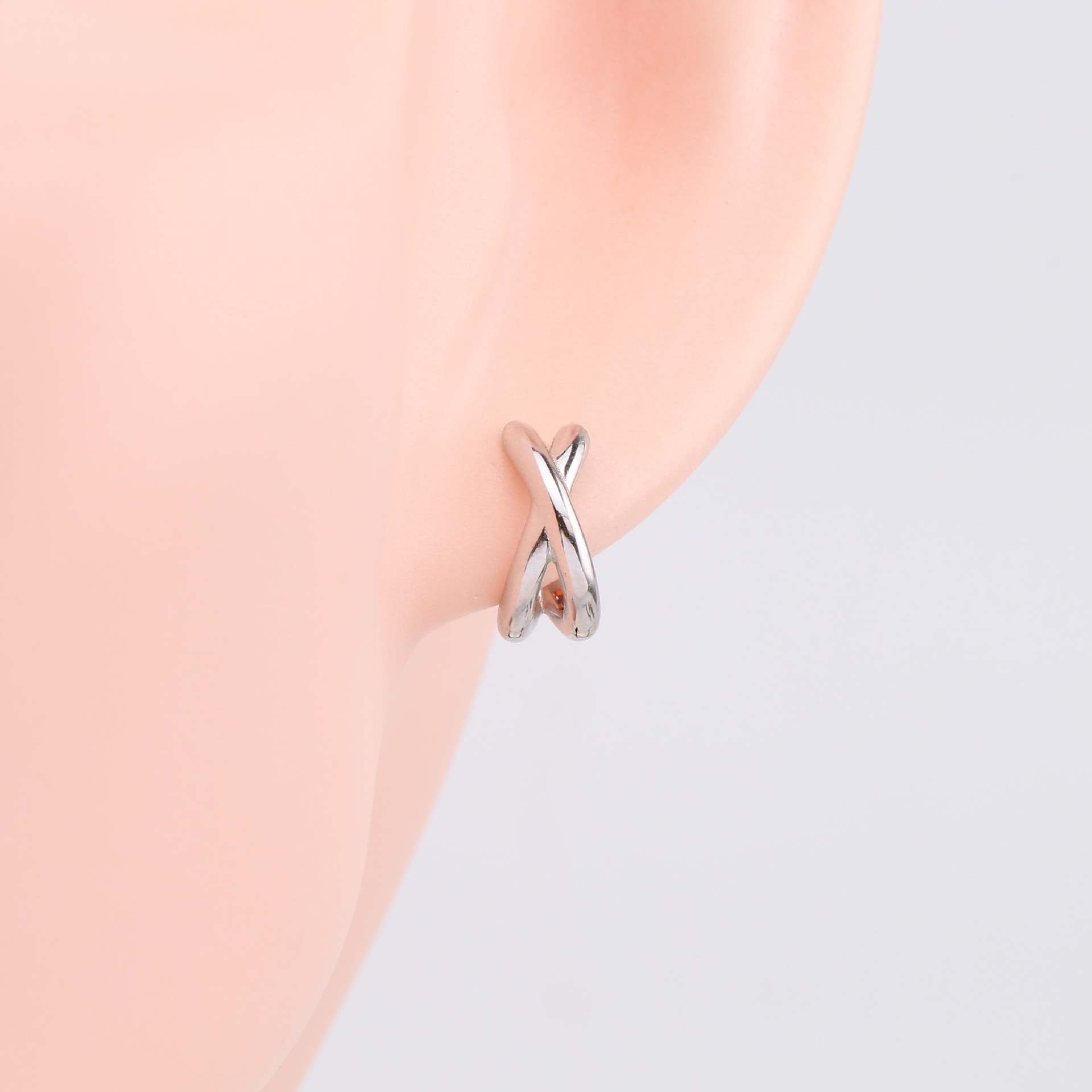 1 Pair Simple Style Geometric Sterling Silver Plating White Gold Plated Gold Plated Earrings display picture 4