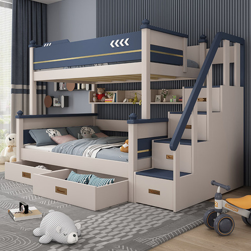 Light luxury high and low bed for small apartment children's bed and bunk wooden bed for boys and girls bunk bed simple bunk bed