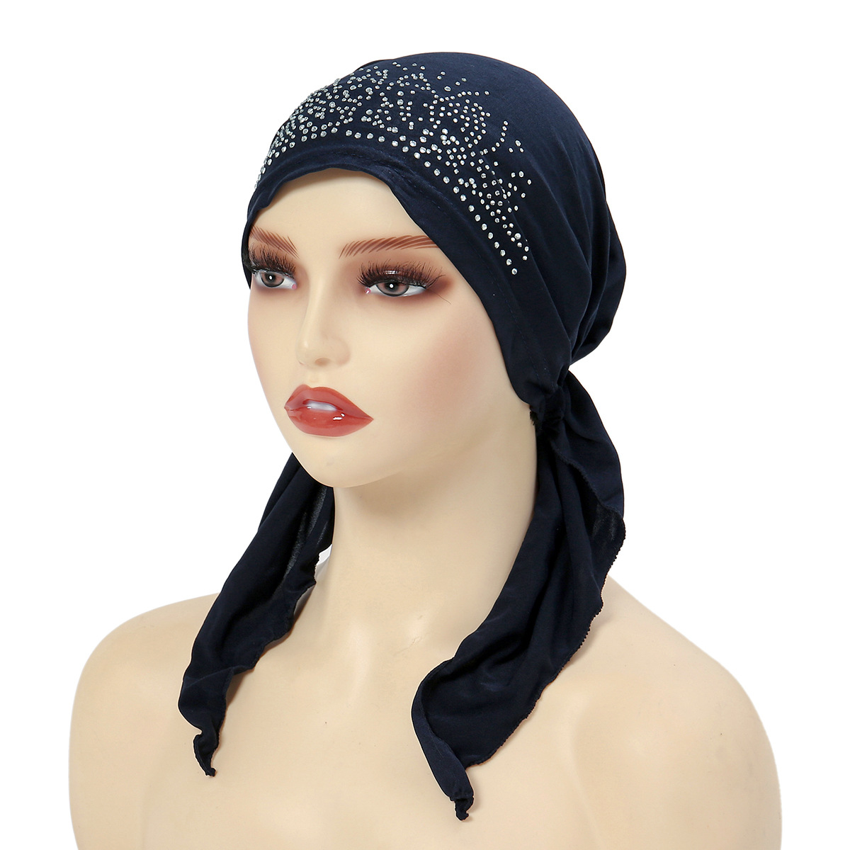 Women's Ethnic Style Simple Style Solid Color Rhinestone Eaveless Beanie Hat display picture 1