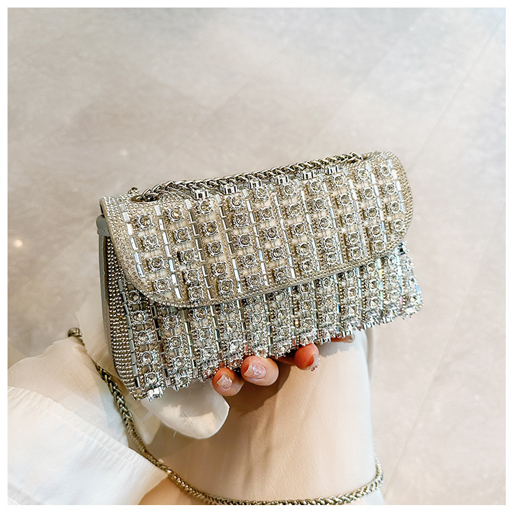 New foreign trade European and American retro underarm bag, casual and fashionable rhinestone small bag, niche single-shoulder bag, crossbody dinner bag undefined