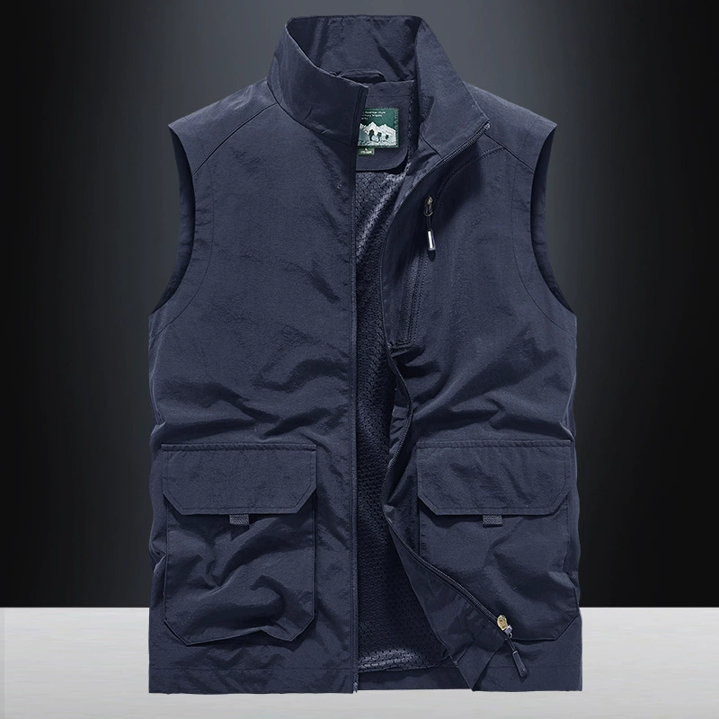Новый мужской жилет, повседневный уличный жилет с вертикальным воротником, жилет для фотосъемки, весенне-осенний жилет с вертикальным воротником, Мужское пальто 2218