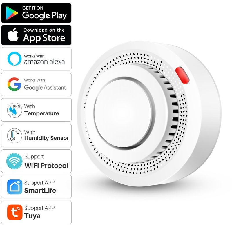 Tuya Wifi Smoke Detector Sensor Fire Alarm Tuya App Push Smart Home Security System