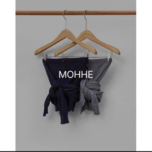 mohhe韩国东大门代购2025春季新款时尚系扣束腰绑带针织抹胸女