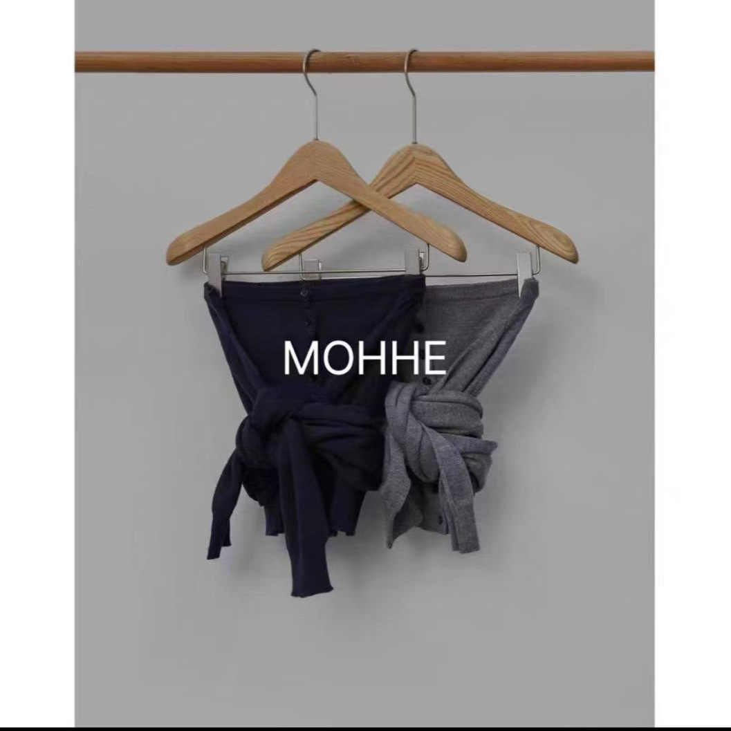 mohhe韩国东大门代购2025春季新款时尚系扣束腰绑带针织抹胸女