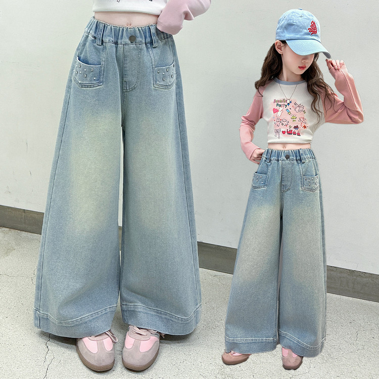 New Children's Mixed European And American Jeans With Diamonds On The Front Pocket_voghion.com