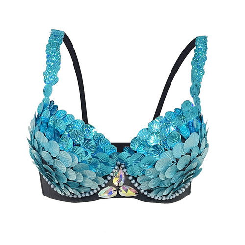 Amazon Cross-border Sparkling Nightclub Stage Performance Top European and American Cross-border Bar Belly Dance Performance Bra Top