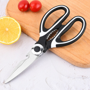 现货不锈钢民用剪家用百货剪纸办公文具剪线头剪双色橡塑多用剪详情3