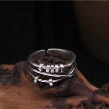 纯银S925纽扣戒指日韩个性时尚潮男多层指环女关节戒尾戒多圈开口