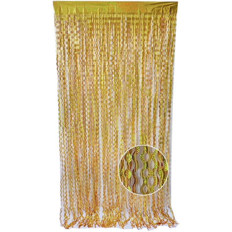 Transfronterizo nuevo partido decoración de la pared del partido suministros borla cortina de seda de lluvia 1*2 M curvo cuchillo láser cortina de seda de lluvia