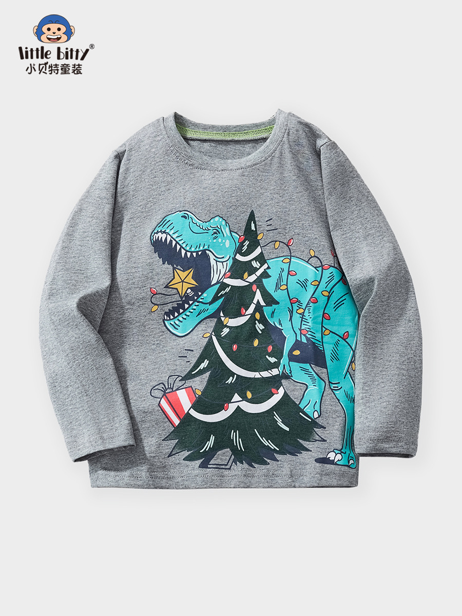 25 Europa y los Estados Unidos ropa infantil transfronteriza otoño y invierno Navidad camiseta de manga larga impresión de dibujos animados jersey infantil al por mayor en stock
