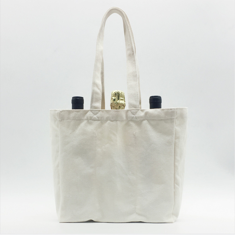 广州厂家 12oz棉帆布酒袋 三瓶装手提酒袋 可定 制尺寸可印logo