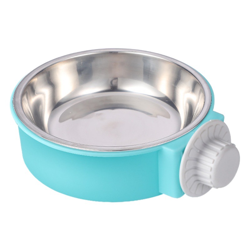 Suministro directo transfronterizo para mascotas de color caramelo de acero inoxidable cuenco para perros jaula colgante para mascotas tazón de comida para gatos colgante de acero inoxidable cuenco colgante