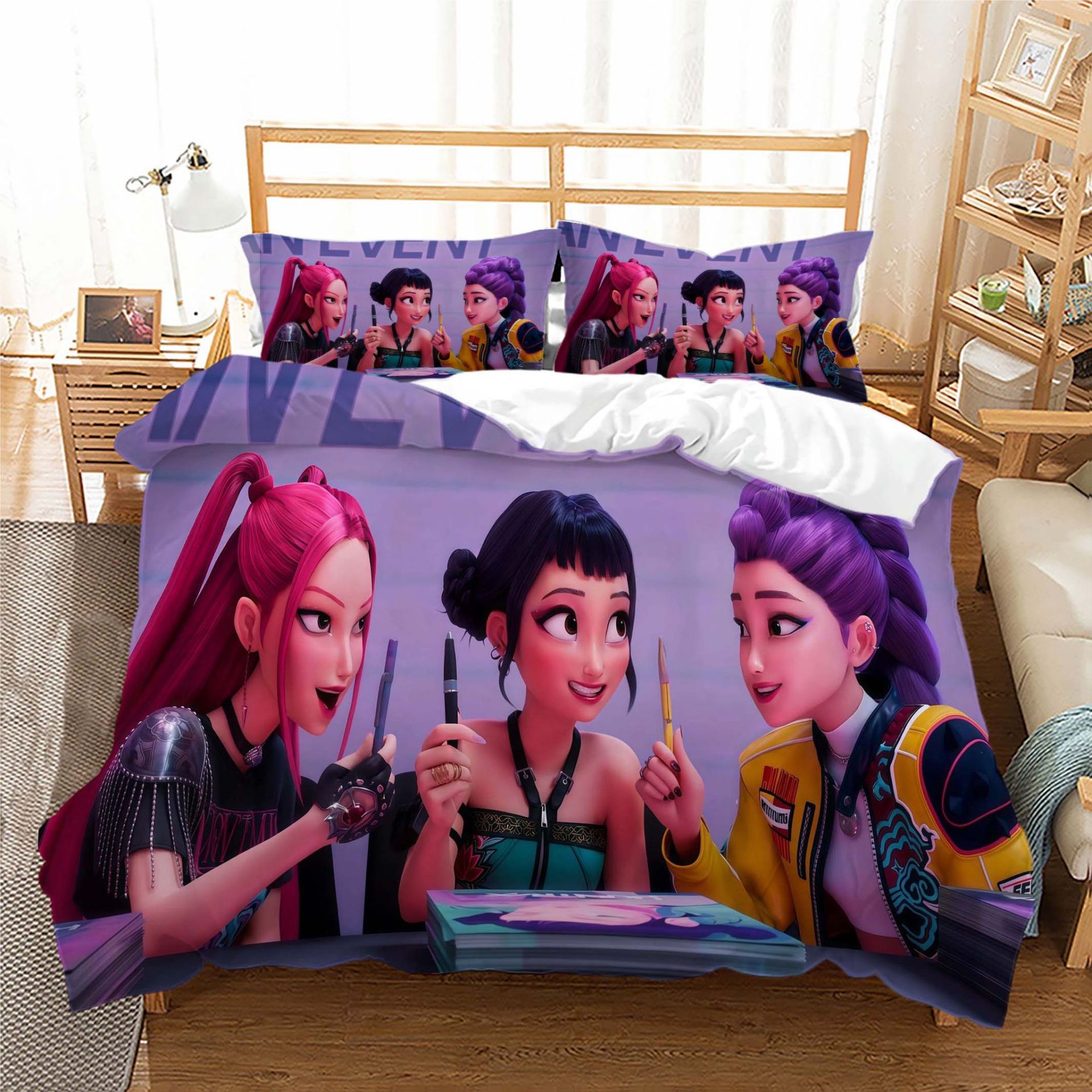 [Processing] Demon Slayer Series Digital Printing Three-Piece Bedding Set Export Bedding Set Ready-Made
