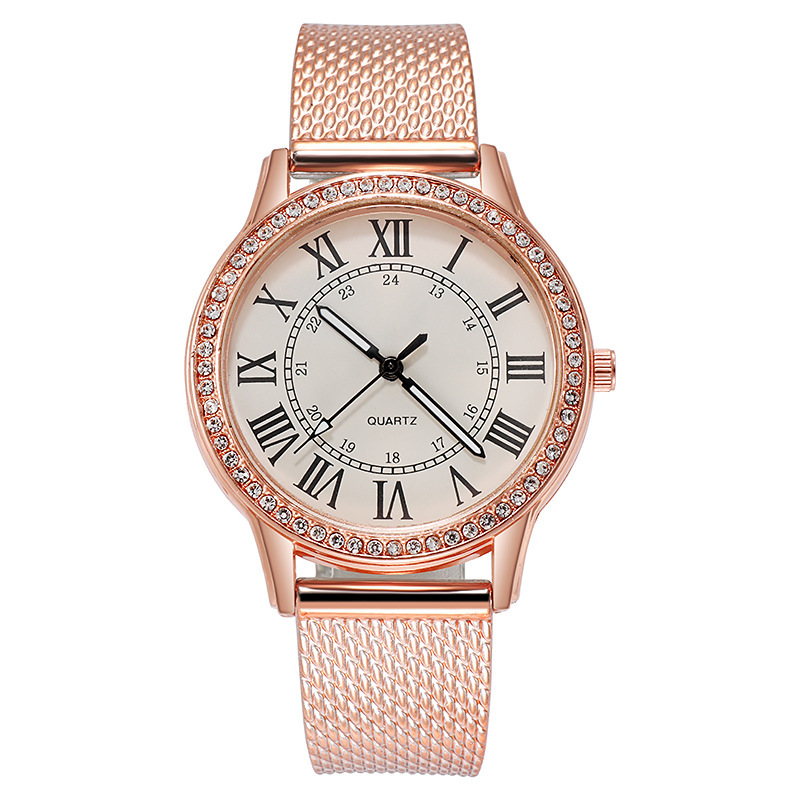 Quartz Movement Solid Color Pattern Casual Shiny Solid Color Buckle Quartz Watch Women's Watches