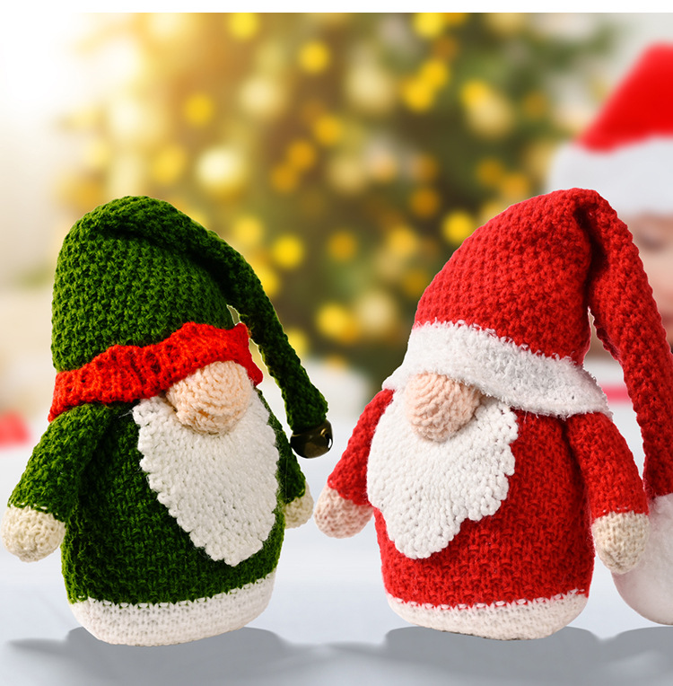 Christmas Decorations Knitted Rudolph Ornaments Christmas Gnome Doll Christmas gnomes_voghion.com