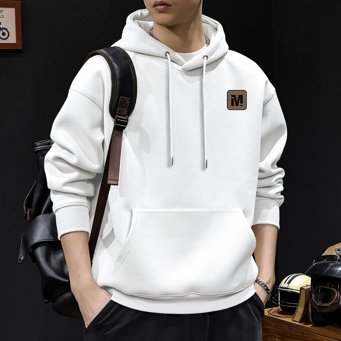 Pesado con camisa con capuz para hombres nueva primavera y otoño marca de moda americana de manga larga chaqueta de otoño para hombres