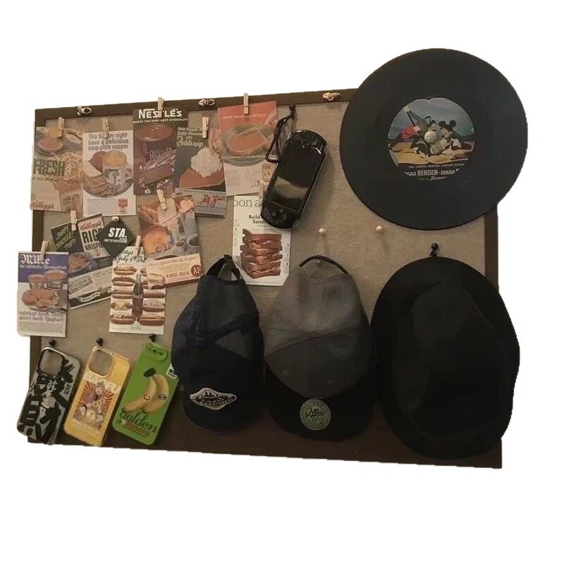 照片墙毛毡板自粘免打孔宿舍卧室饰品帽子眼镜饰品收纳板墙面装饰|undefined