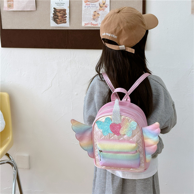 Arco de diamante extranjero bolsas escolares para bebés alas pequeñas de amor mochila de moda para niños y niñas mochila de sequillas de moda para niños