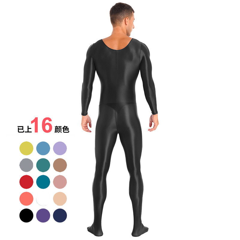 Tights, Jumpsuits, Full-Body Solid Color Glossy Tights, Gymnastics Clothes, Dance Clothes, Yoga Long-Sleeved Foot Socks