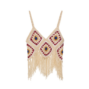 �ﺆ  �ļ��ȼٵ��������U����Handmade Crochet Tassel Camisole
