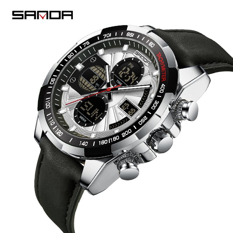 SANDA SANDA 5105 caliente reloj de hombre esfera grande doble luz nocturna relojes de estudiantes varones relojes deportivos casuales