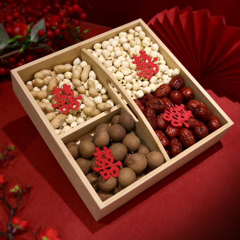 Suministros de boda al por mayor, casamiento de bambú precoz, caja de bebés, decoraciones de prensado de boda, caja de frutas secas de Si Gong Ge