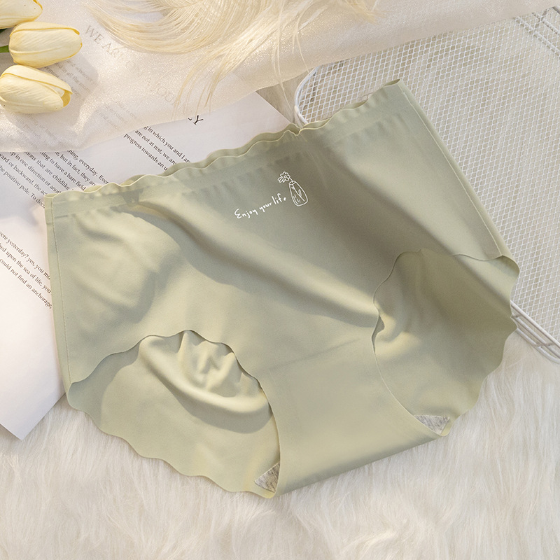 Ropa interior de mujer de seda de hielo sin costuras pantalones cortos de triángulo antibacteriano cabeza verano delgada cintura media chica algodón entrepierna pantalones cortos de algodón