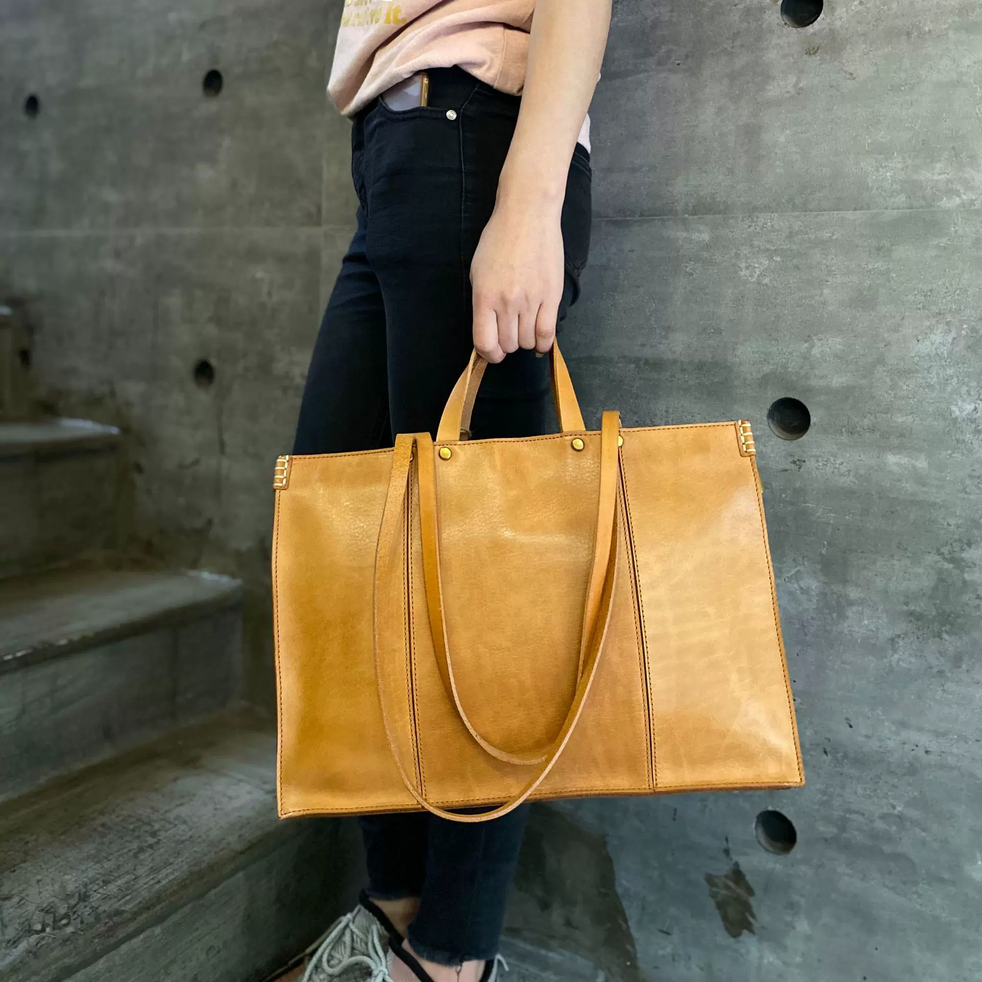 托特包电脑包植鞣牛皮大容量单肩包欧美时尚手提包真皮女包购物袋