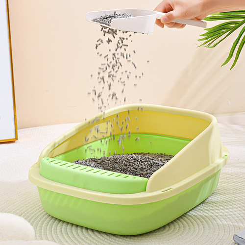 Heightened cat litter box, anti-splash, extra-large semi-enclosed cat toilet, anti-odor cat litter box, free cat litter shovel, cat supplies