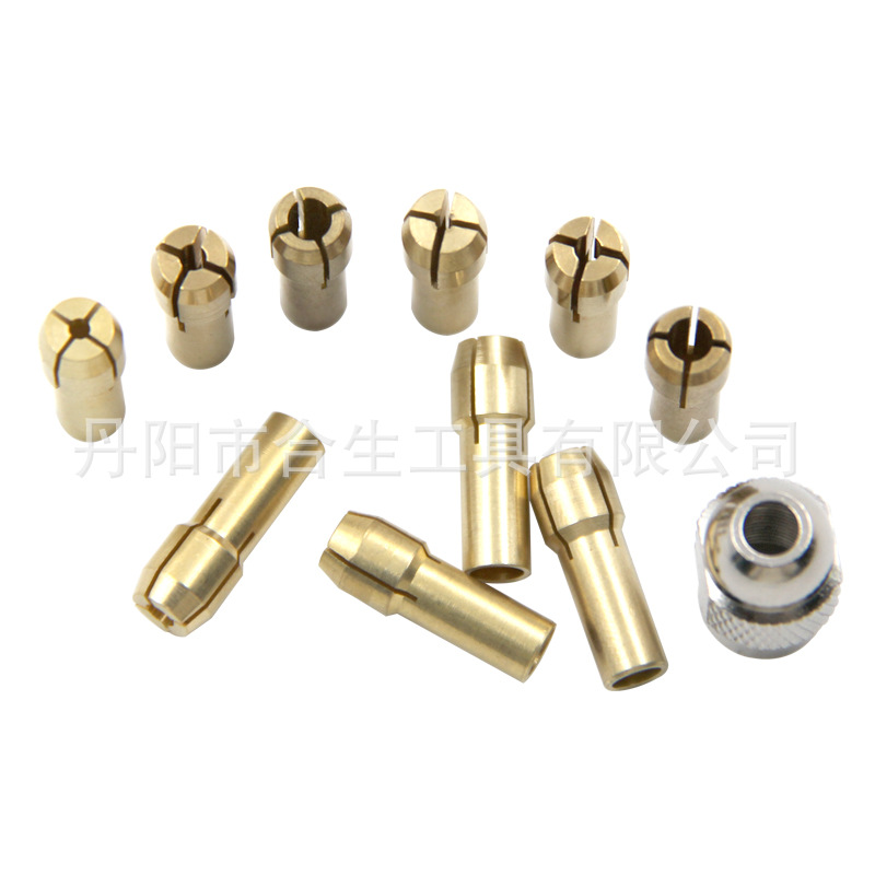 Transfronteriza 11 Unid latón Chuck plata tuerca eléctrica de molienda clip de taladro mini taladro Chuck accesorios de fábrica al por mayor