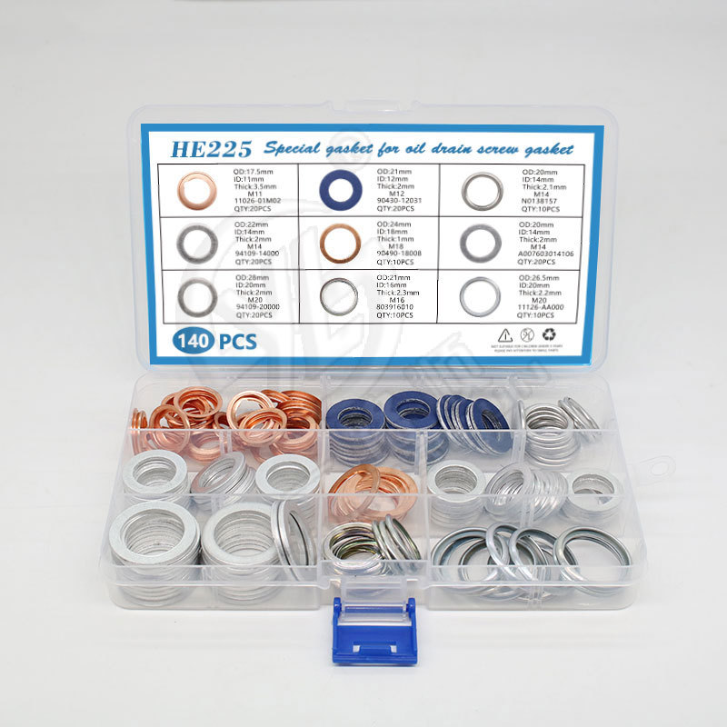 Hebilla Xinyida para Volkswagen Audi Benz Junta de cobre de aluminio Juego de arandela de tornillo de descarga de aceite 140PCS