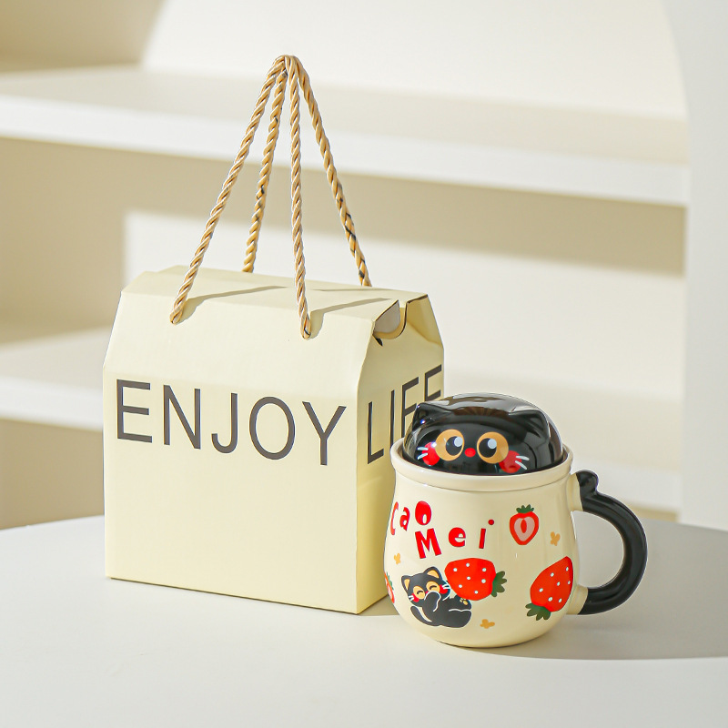 Fruta creativa gatos con tazas de fugas de té encantadoras caricaturas de alto valor de la cara de la taza de desayuno de leche doméstica taza de agua de oficina