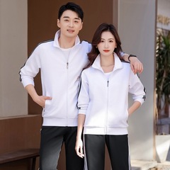 春秋款情侶運動服套裝韓版時尚男女運動休閒兩件套可印LOGO