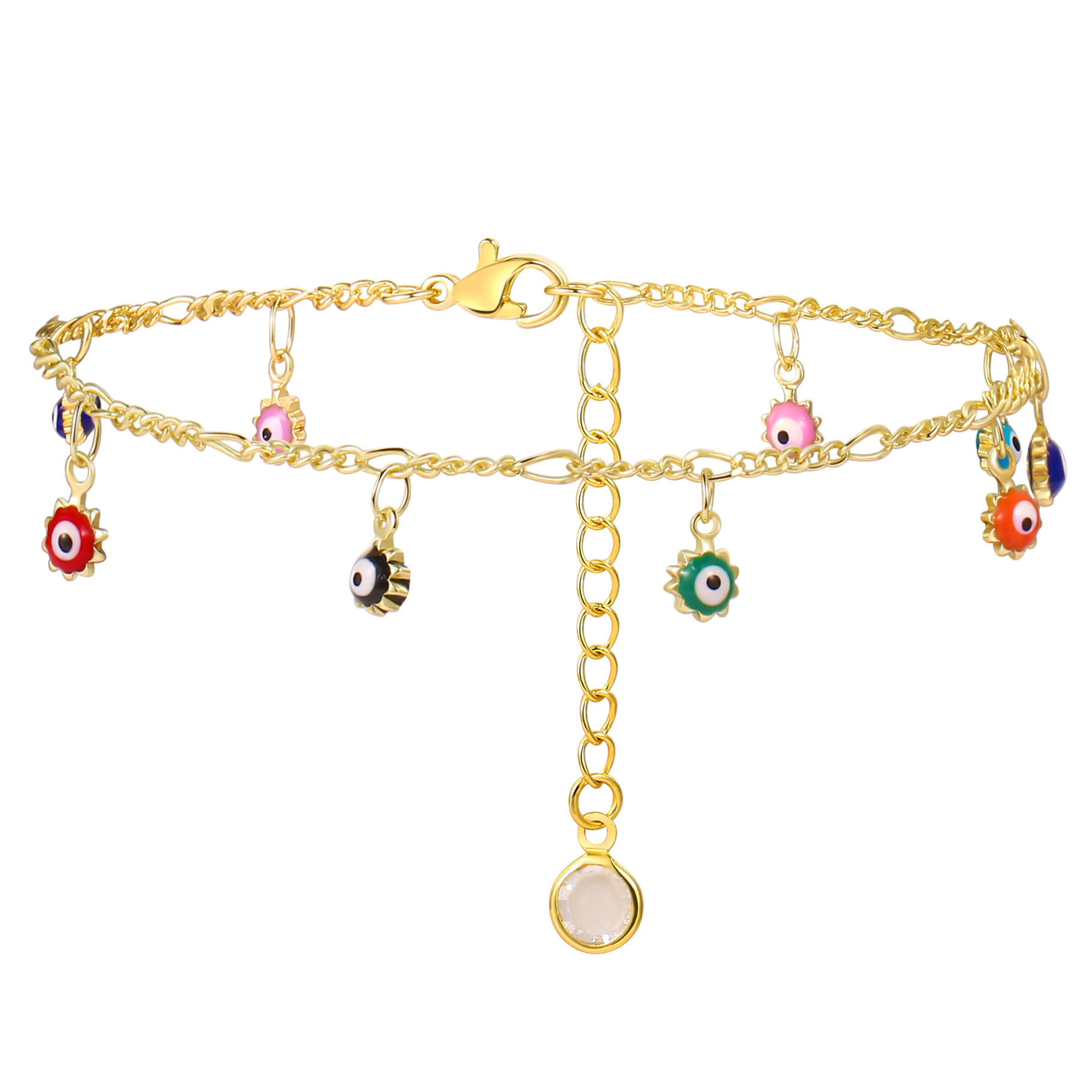 Retro Devilu0027S Eye Moon Flower Copper Bracelets