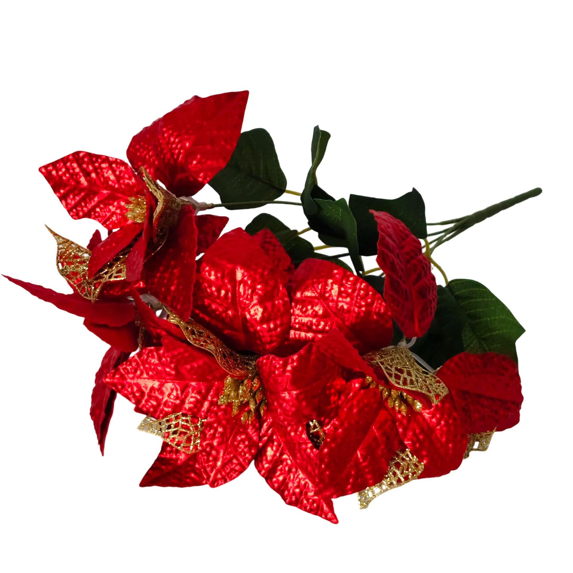 Nuevos productos transfronterizos flores de Navidad artificiales simulación de flores falsas de cártamo flor de Navidad decoración floral ramo de polvo de oro