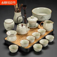 2025 Новый набор для чая Ru Kiln Kung Fu: керамический чайник, гайвань, чашка для чая, поднос для чая, легкая роскошь для домашнего чаепития