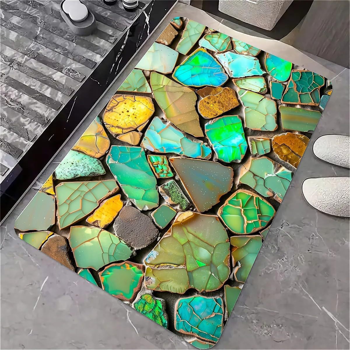 Cross-Border American-Style Stone Diatomaceous Earth Bathroom Absorbent Non-Slip Floor Mat, Bedroom Dirt-Resistant Foot Mat, Entryway Easy-Care Door Mat