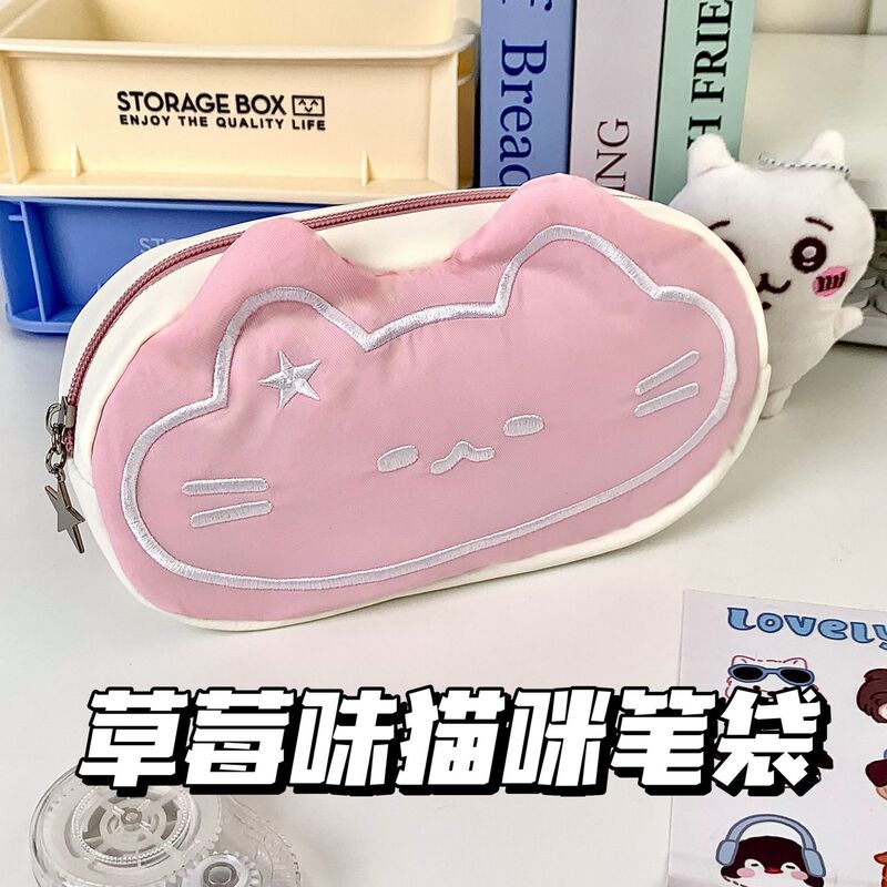 新品猫ペンケース学生大容量insペンケース高颜値文房具収纳袋罗猫かわいい化粧ポーチ|undefined
