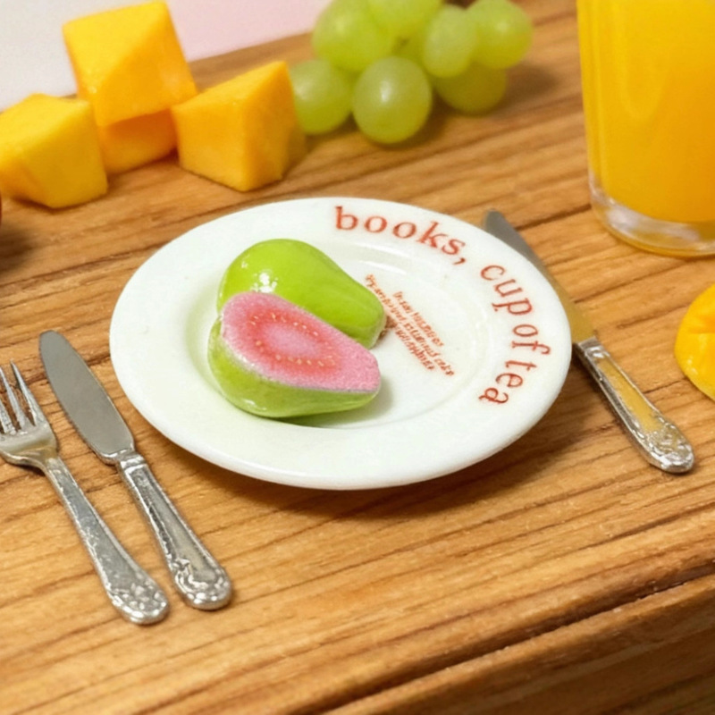 Super Mini Half-Cut Guava Dollhouse Accessories, Cream Glue Accessories, Handmade Accessories
