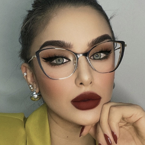 Retro black-framed no-makeup artifact cat-eye gold-rimmed glasses for women with degree myopia, high-end texture, round face, small face