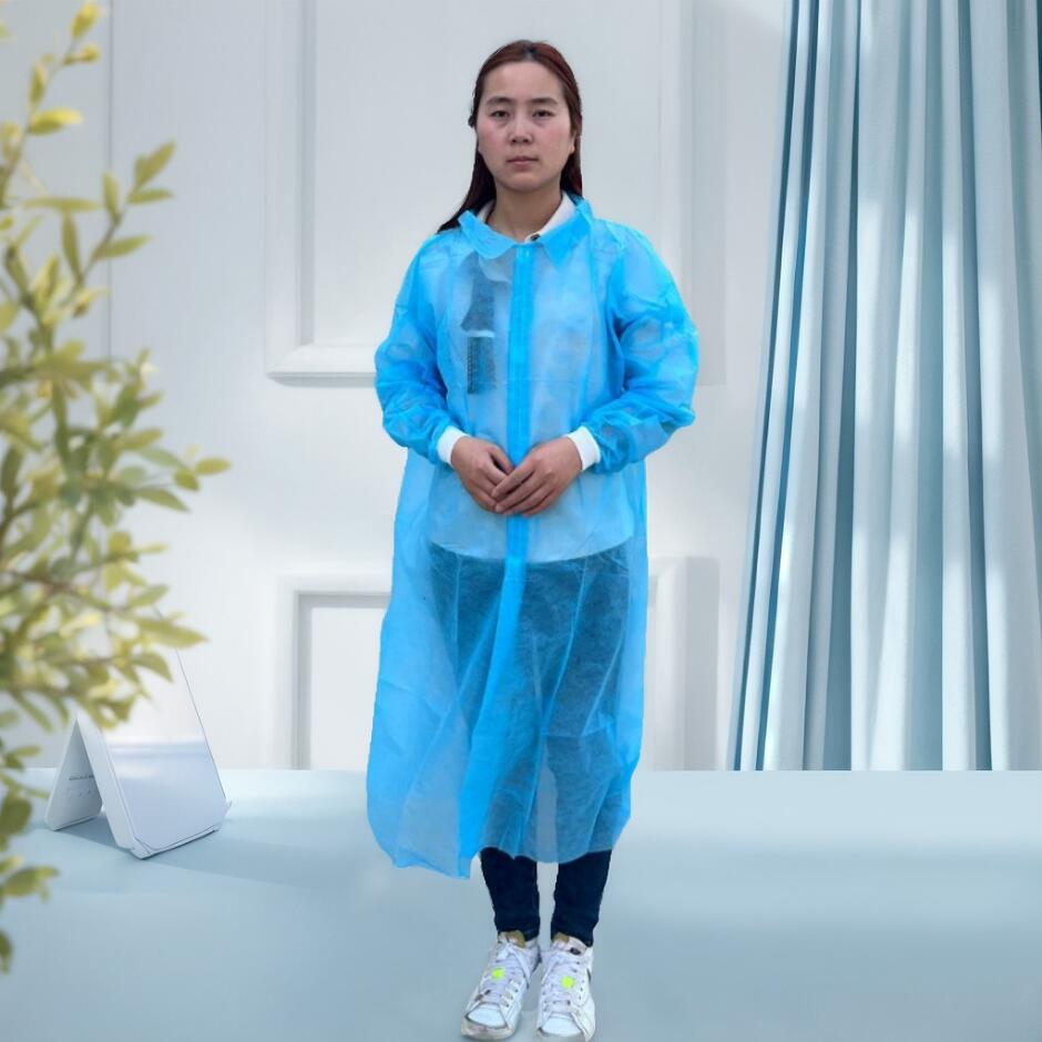 一次性无纺布工作服白大褂白色蓝色加厚实验服实验防护无尘