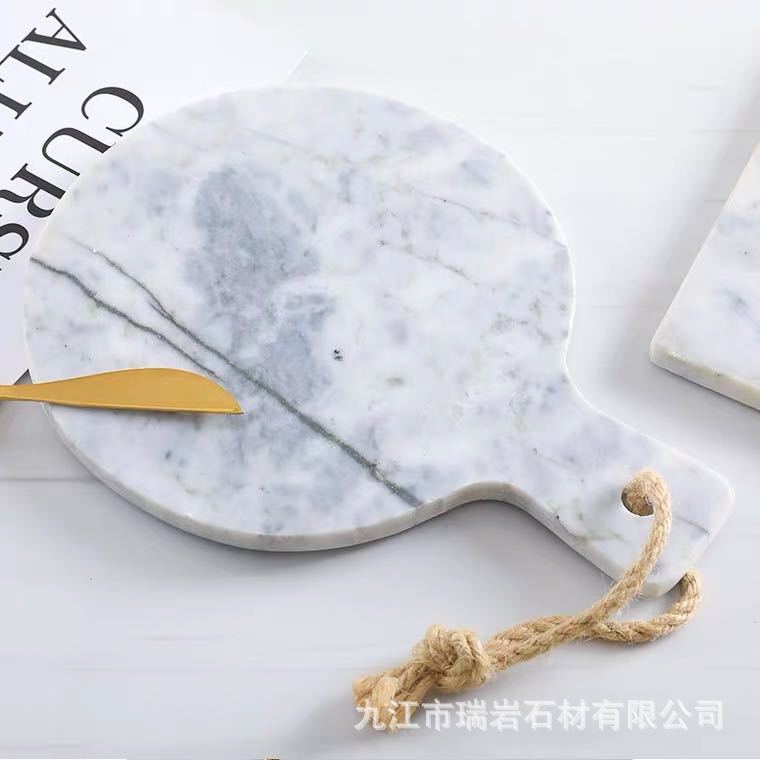 Nórdico simple natural mármol cuadrado bandeja de la manija lujo creativo Hotel almacenamiento fruta Decoración