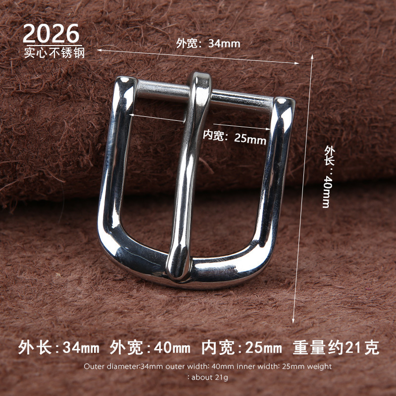 ステンレス革ベルトバックル304ソリッドウエストバックル針バックルカジュアル金属フルスチールベルトクリップ2.5cmレディース|undefined